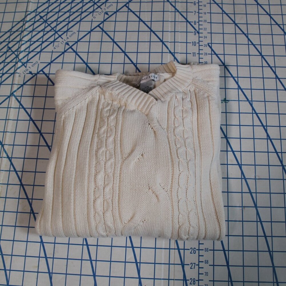 Geoffrey Beene Cotton Cable Knit Sweater, Large